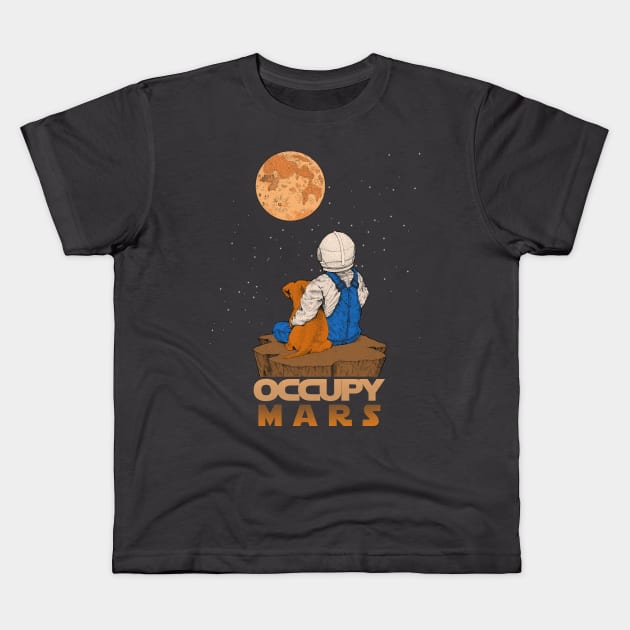 Astro Kid Occupy Mars Kids T-Shirt by gemsart1990